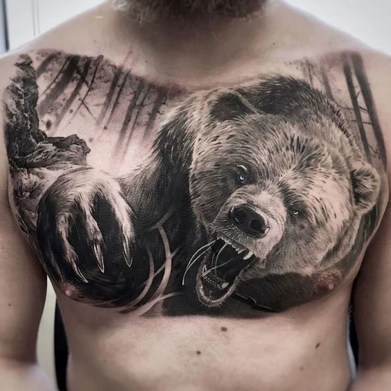 Bear tattoos on chest