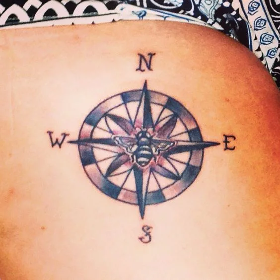 Bee and Compass Tattoo