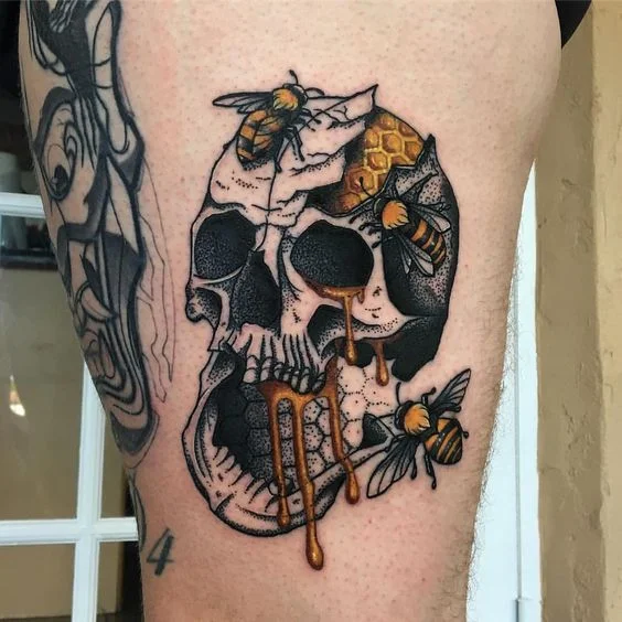 Bee and Skull Tattoo