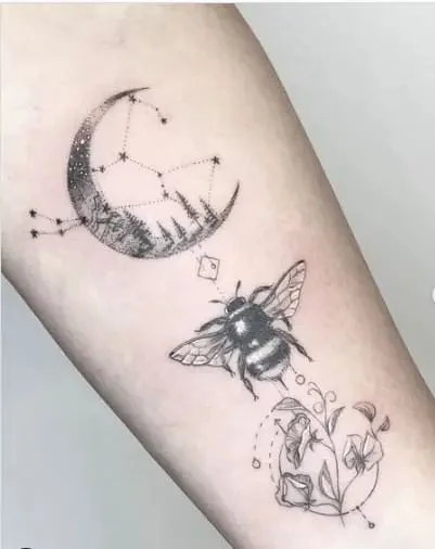 Bee and Star Tattoo