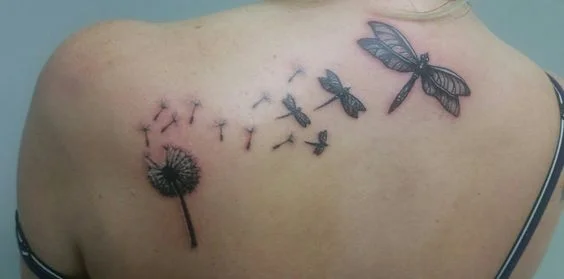 Dandelion and Dragonfly Tattoo