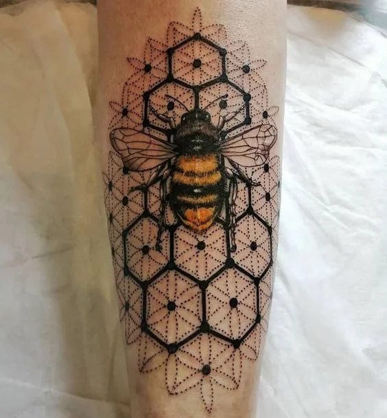 Geometric Bee Tattoo