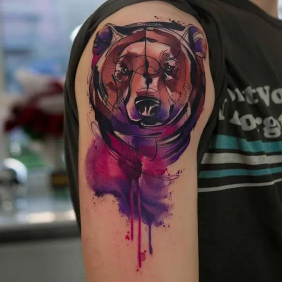 Watercolor Bear Tattoo