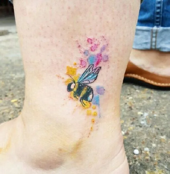 Watercolor Bee Tattoo: